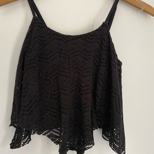 Black mesh tankini top